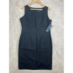 Evan Picone Petite Black Sleeveless Career Dress‎ Workwear Office Classic 12P